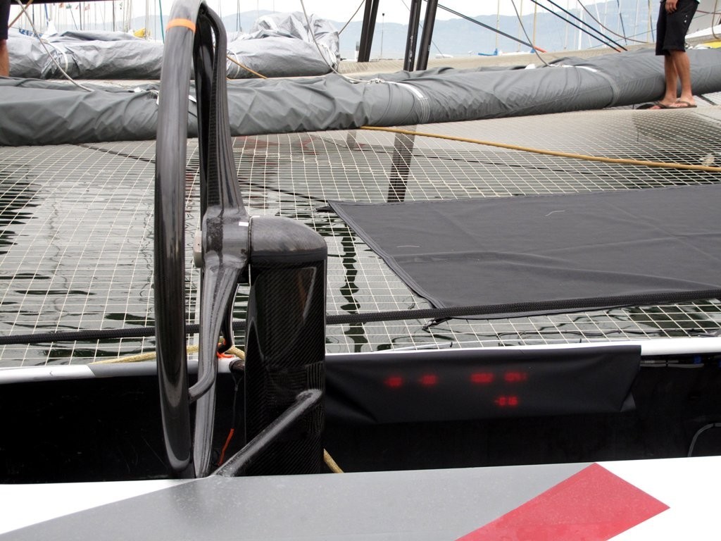 Alinghi 5 steering cockpit detail © Sail-World (JPJ) www.sail-world.com